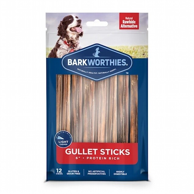 Barkworthies Beef Gullet Sticks 6" 12 count 6/Case
