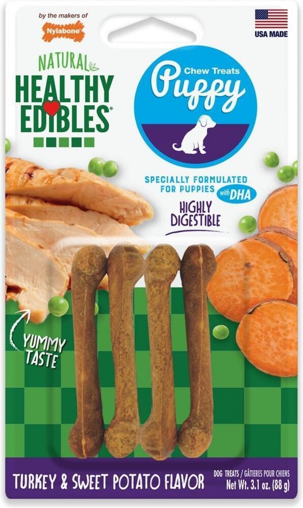 Nylabone Healthy Edibles Puppy Turkey & Sw Potato Petite 4 pack (X)