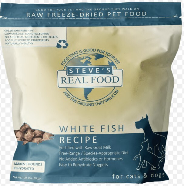 Steve's Real Food Dog & Cat Freeze Dried Whitefish Nuggets 20oz