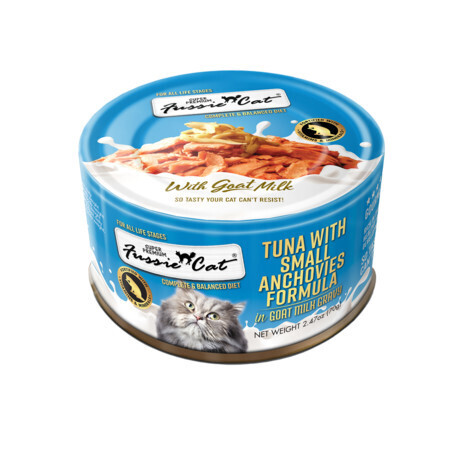 Fussie Cat Premium Tuna w/Small Anchovies in Goats Milk can 2.47oz 24/Case