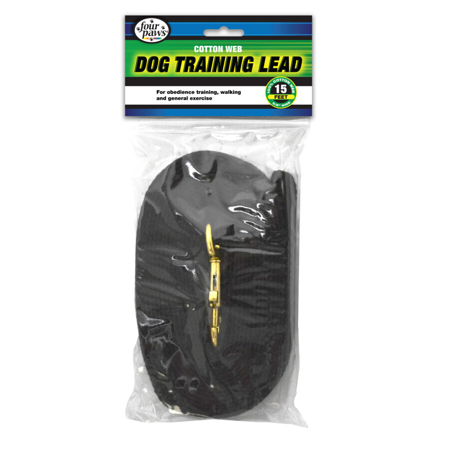Four Paws Cotton Web Lead Black 15ft (X)