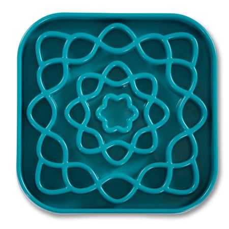 Messy Mutts Melamine Slow Feeder 2 Cup Blue Square 8X8