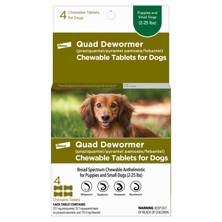 Elanco Quad Dewormer Dog Small 4 tablets (X)