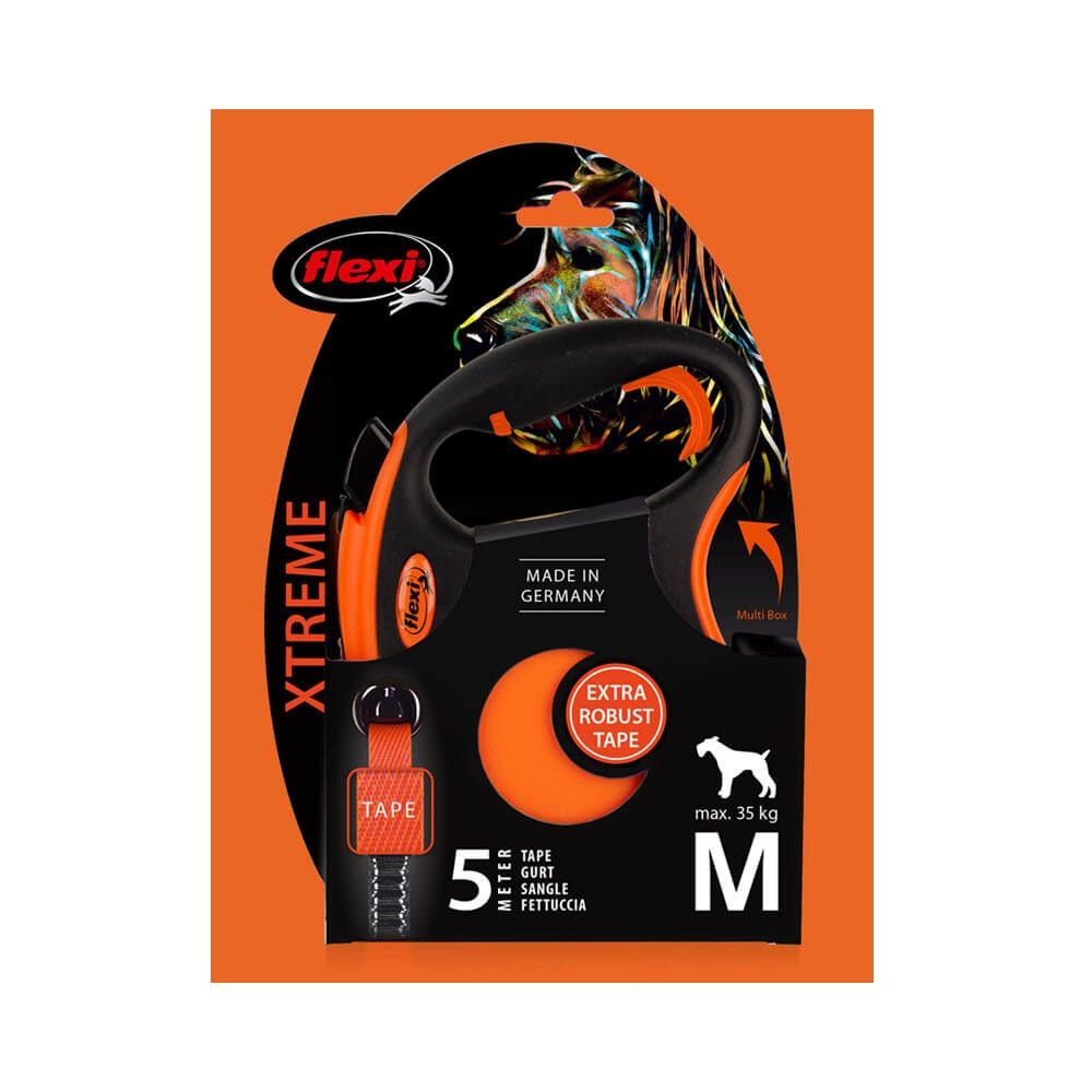 Flexi Retractable Xtreme Retractable Lead Tape Leash Black & Orange Medium 16' dogs up to 77# (X)