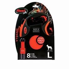 Flexi Retractable Xtreme Retractable Lead Tape Leash Black & Orange Large 16' dogs up to 143# (X)