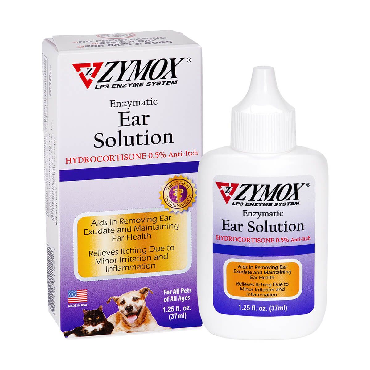 Zymox Ear Solution 1.25 oz Bottle with .5% Hydrocortisone