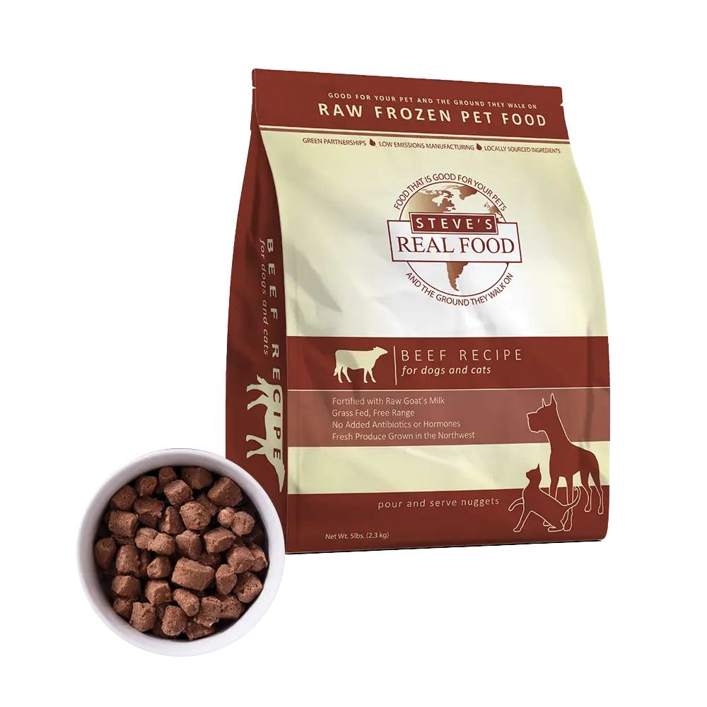Steve's Real Food Dog & Cat Frozen Beef Nuggets 5#