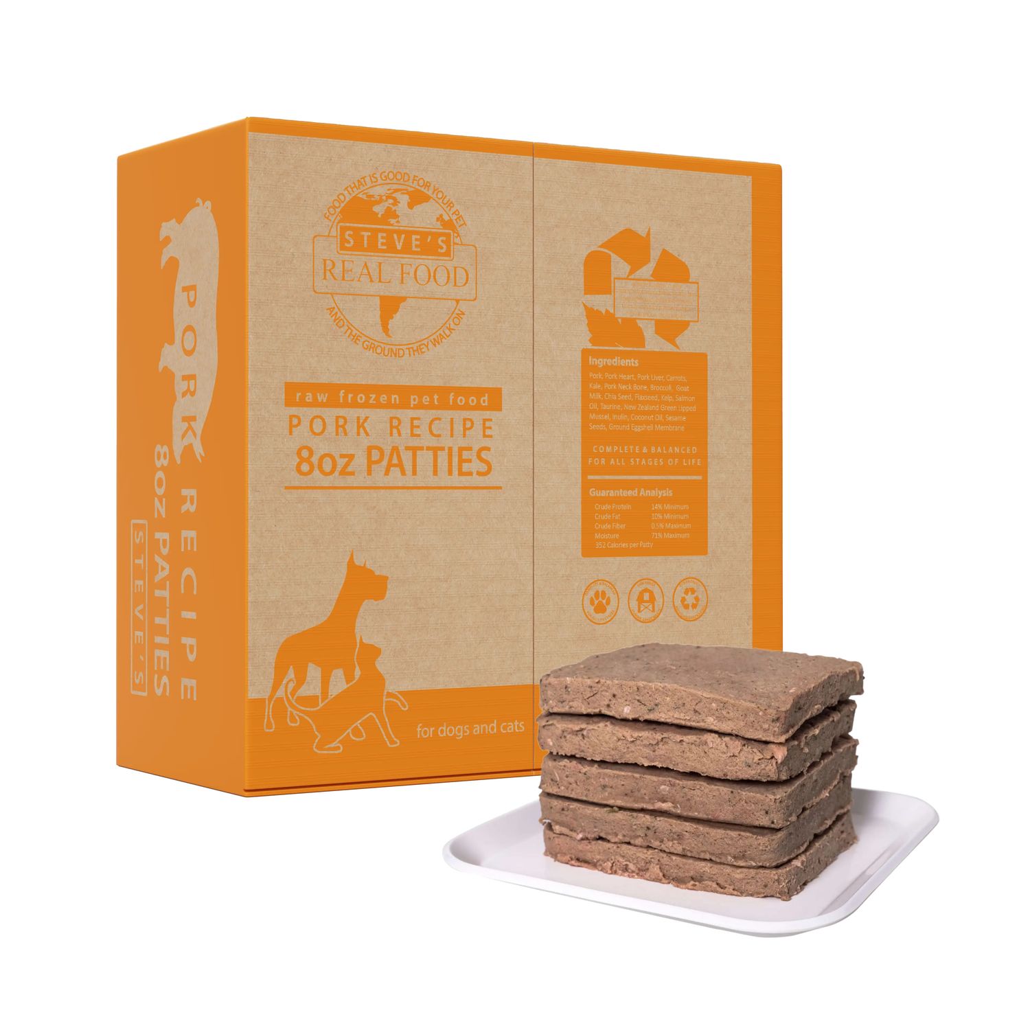 Steve's Real Food Dog & Cat Frozen Pork Patties 14#