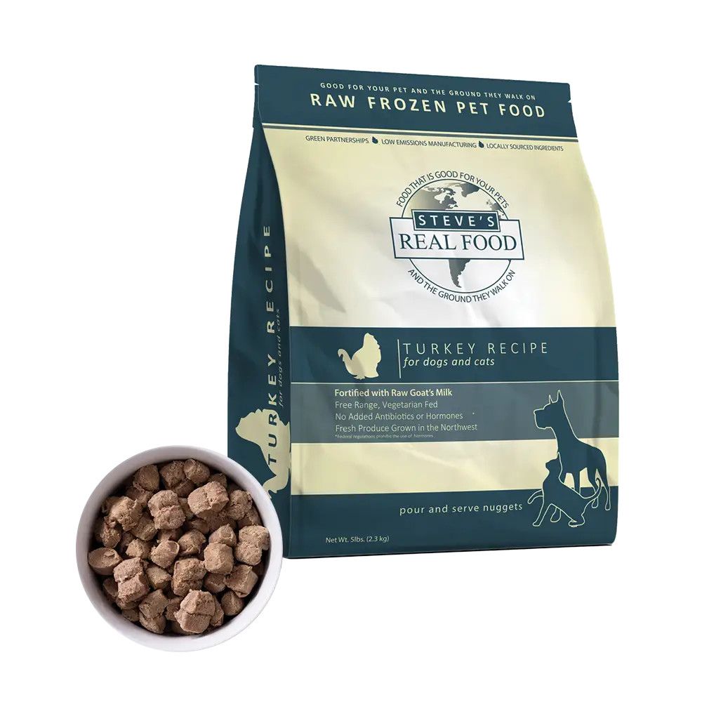 Steve's Real Food Dog & Cat Frozen Turkey Nuggets 5#