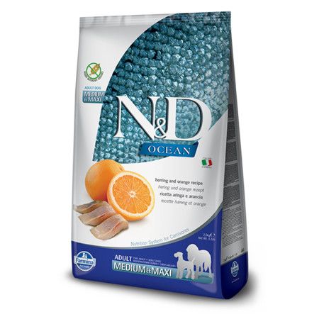Farmina N&D Grain Free Ocean Herring & Orange Medium Maxi 5.5# (S)