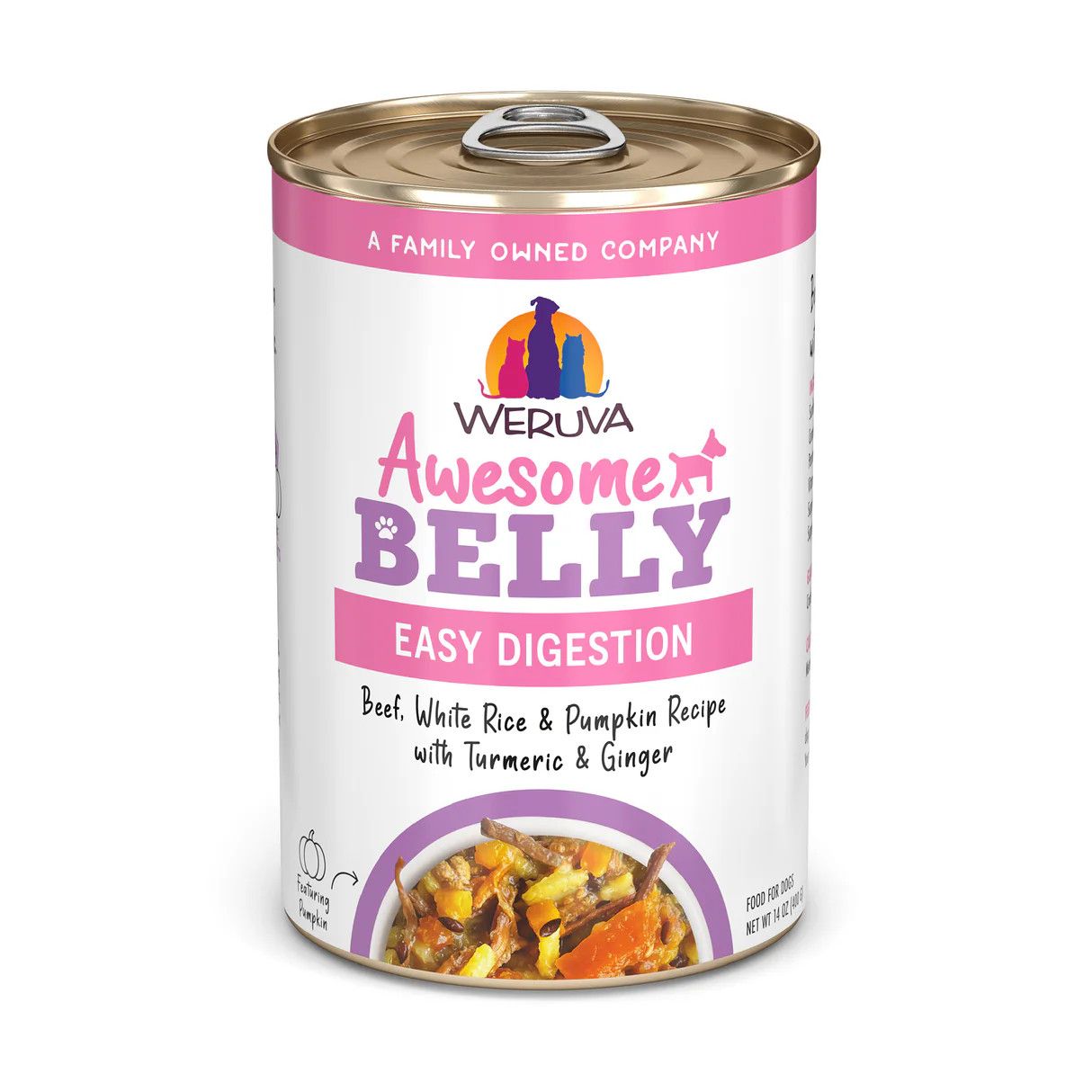 Weruva Awesome Belly Beef and Rice with Turmeric and Ginger can 14oz 10/case
