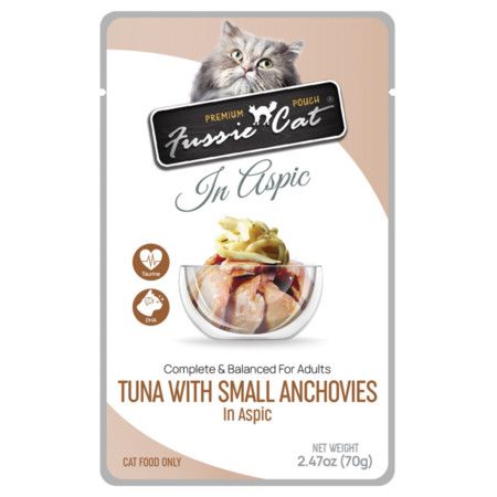 Fussie Cat Tuna Small  Anchovies Aspic pouch 2.47 oz 12/Case