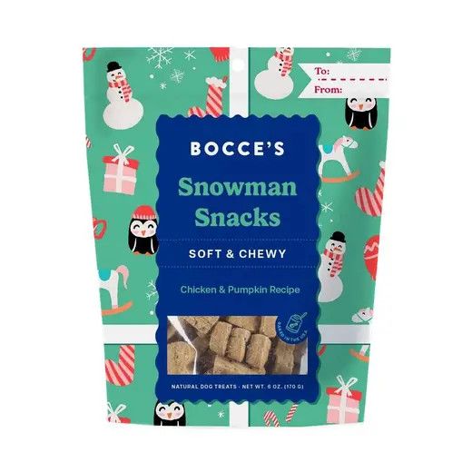 Bocce Holiday Snowman Snacks Soft & Chewy Treat 6oz