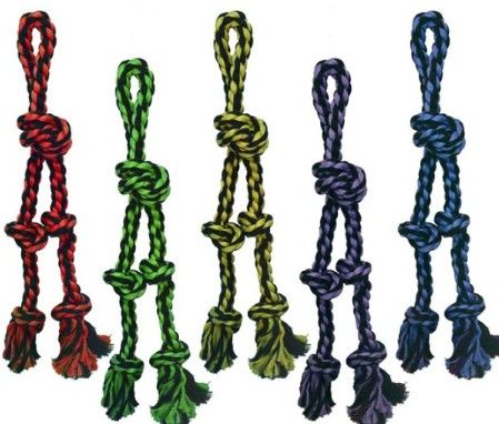 Multipet Nuts for Knots 2 Knot Rope w/Ball Small Assorted