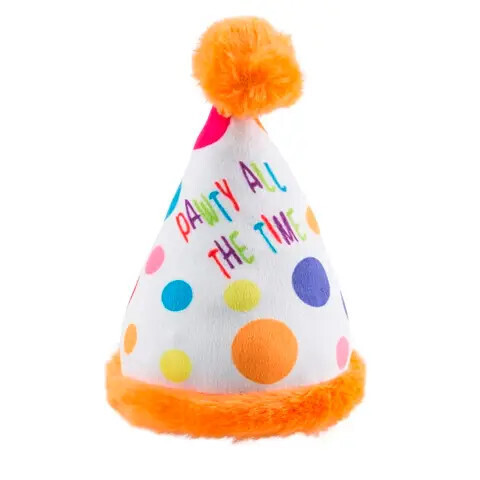 Happy birthday pawty hat dog toy