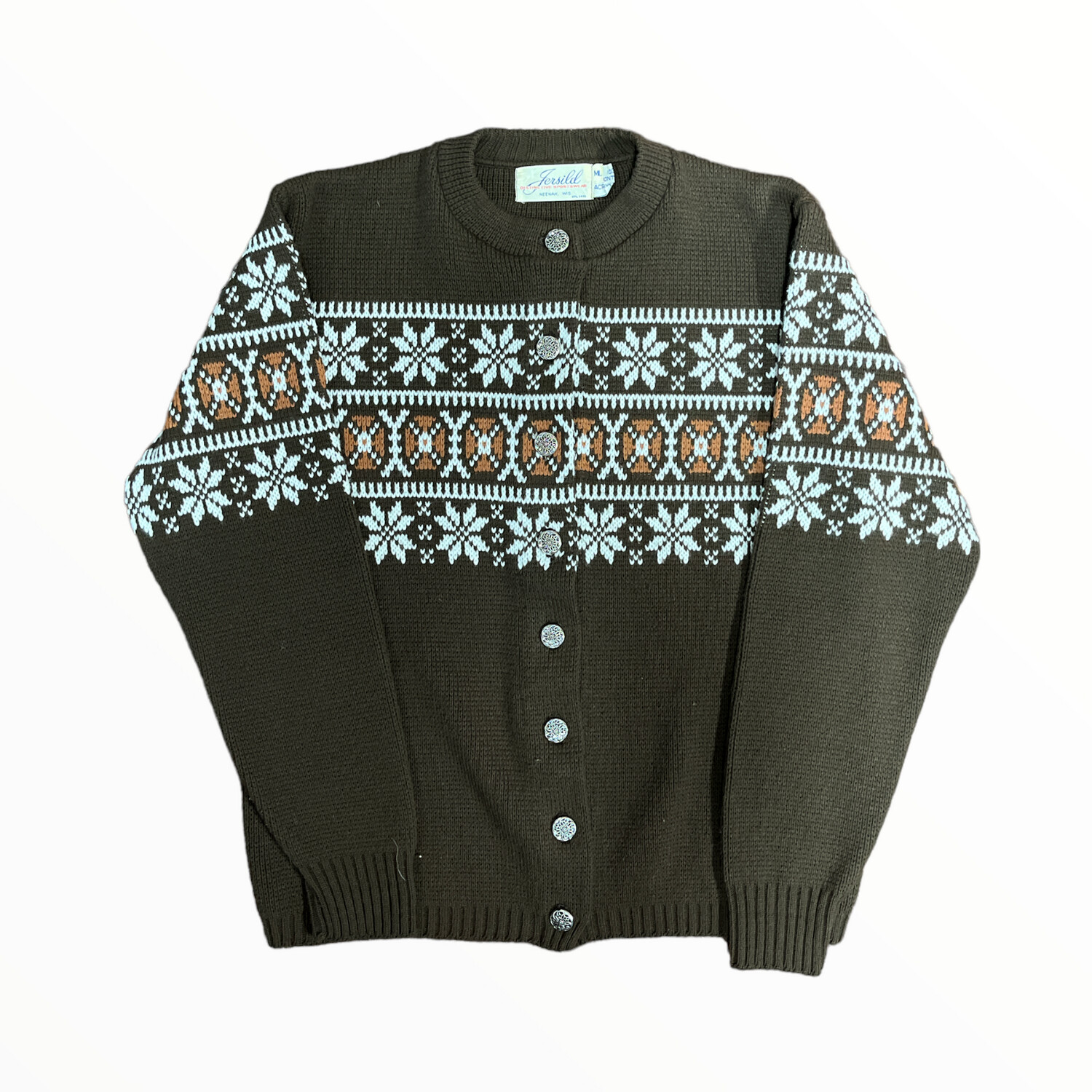 Vintage Jersild Button Up Cardigan, Size: Medium, Style: Sweater, Color: Brown