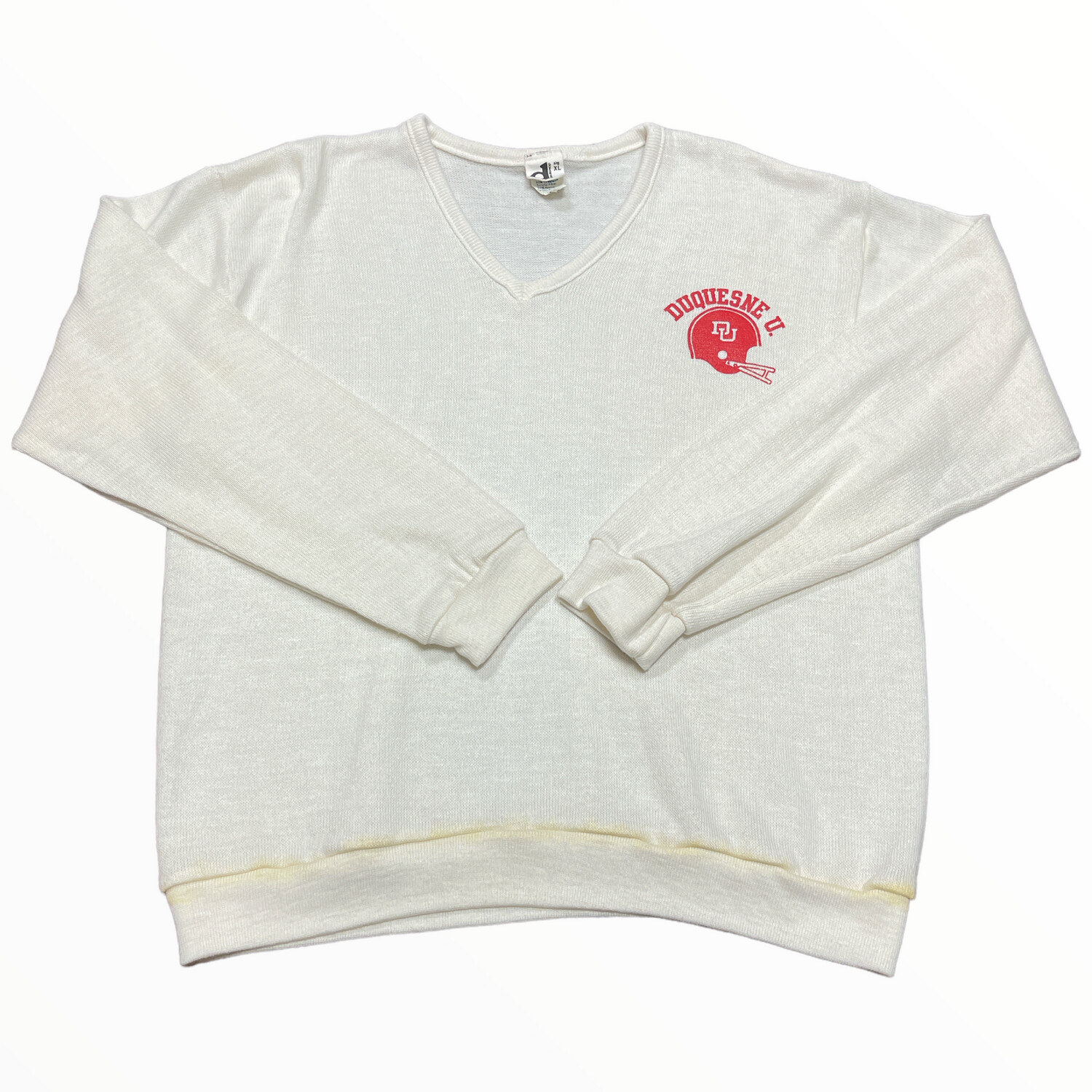 Vintage Duquesne University Sweater, Size: XL, Color: White, Style: College