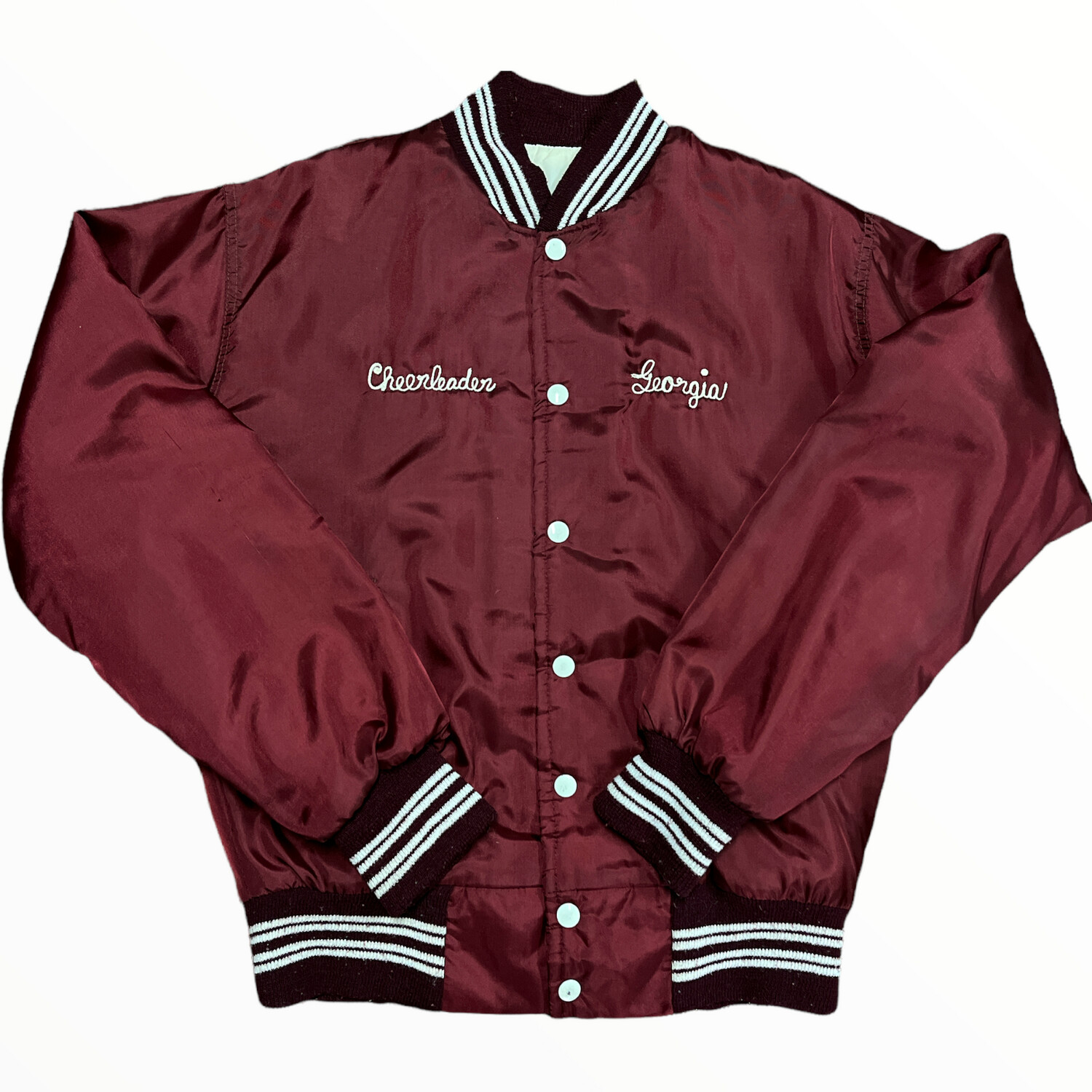 Vintage IUP Georgia Cheerleader Varsity Button Up Jacket, Size: Small, Color: Red, Style: Bomber