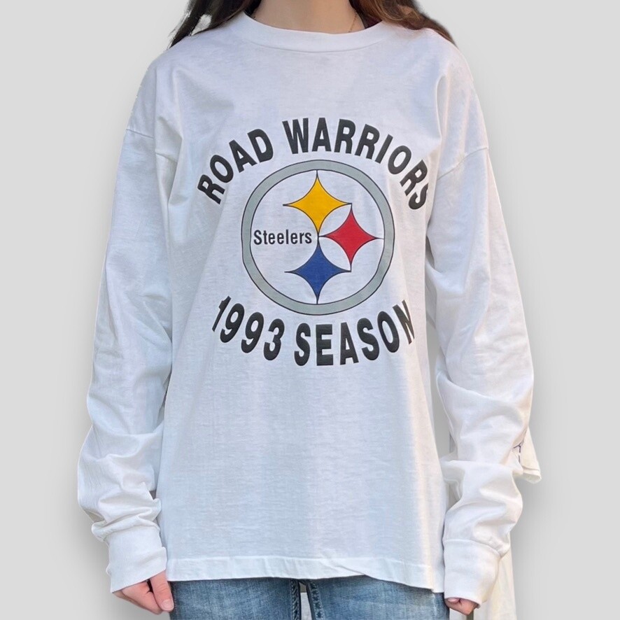 Vintage 1993 Pittsburgh Steelers Road Warriors Tee, Size: XL, Color: White, Style: Pittsburgh