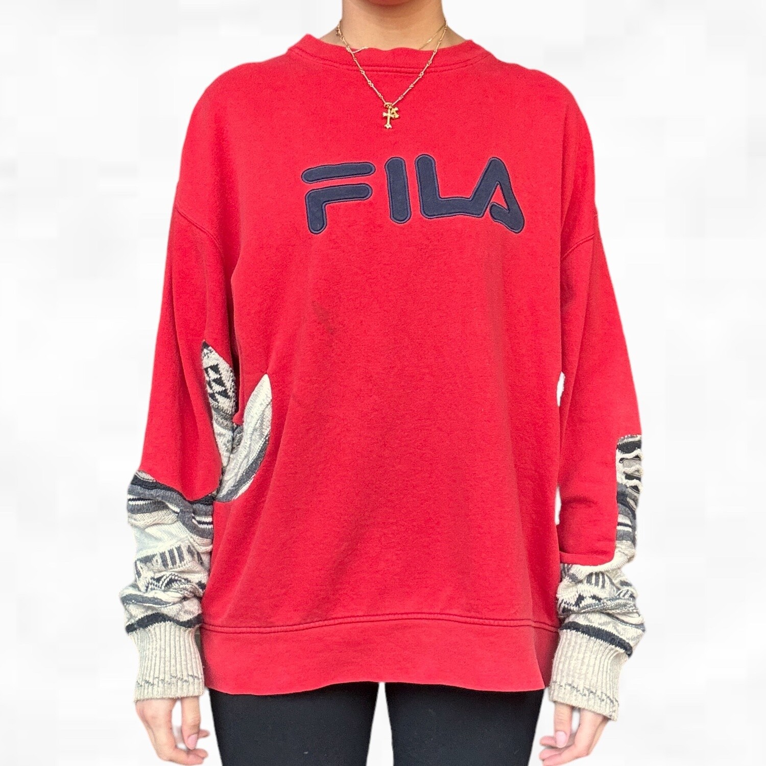 Fila Rework Sweater, Size: XL, Color: Red, Style: Sweater