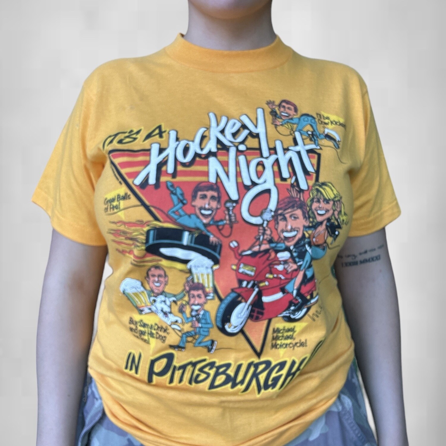Vintage 1989 It’s A Hockey Night Penguins Tee, Size: Medium, Color: Yellow, Style: Pittsburgh