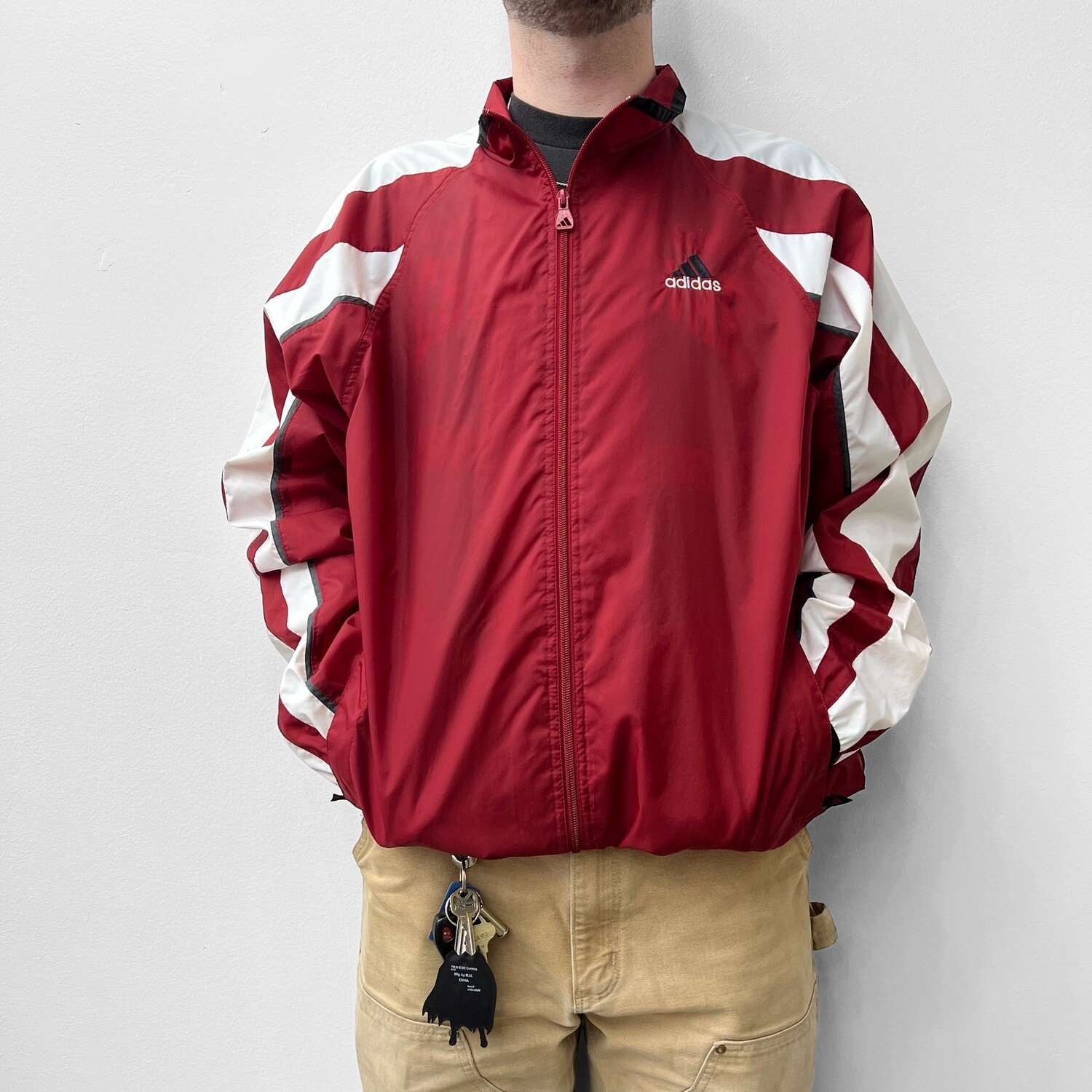 Vintage Adidas Red &amp; White Windbreaker, Size: Large, Color: Red, Style: Windbreaker