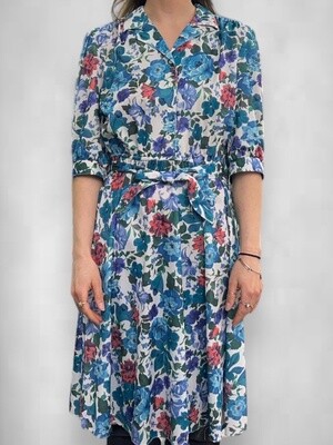 Vintage Floral Polyester Dress
