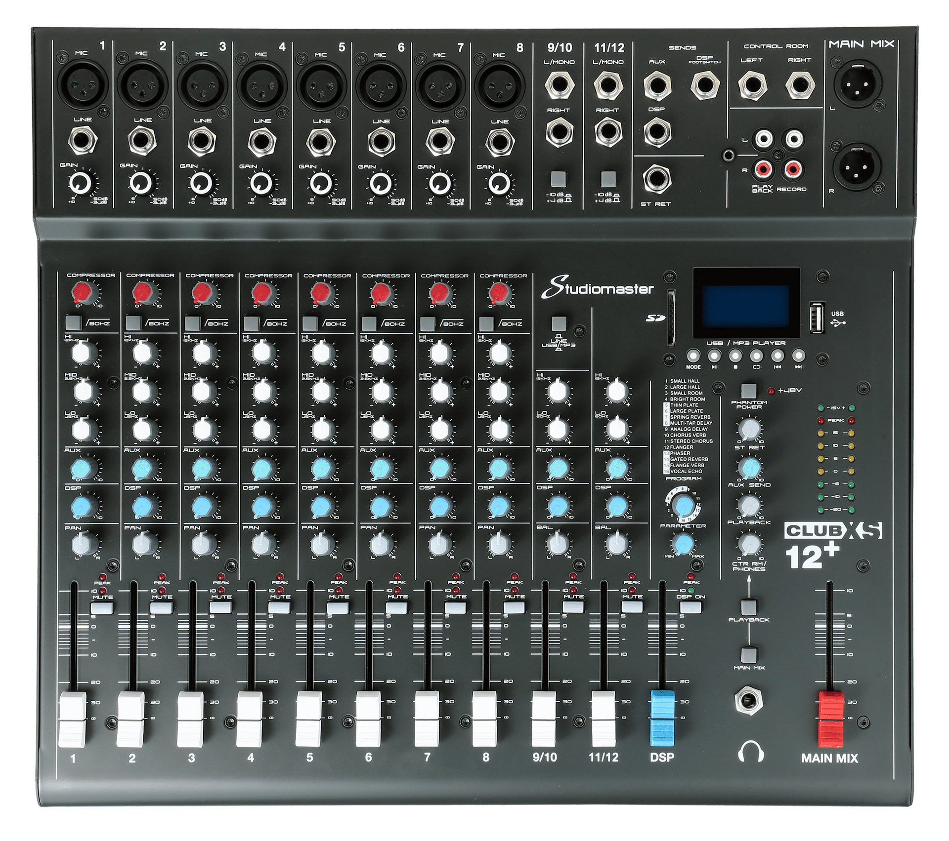 CLUB XS 12+ Studiomaster CLUB XS12+ 12 Channel PA Mixer with Effects & Bluetooth