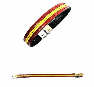 Pulsera bandera de España tres tiras de piel