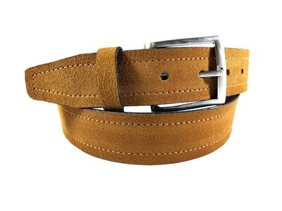 CINTURON DE PIEL NOBUCK UN PESPUNTE CON HEBILLA ZAMAK