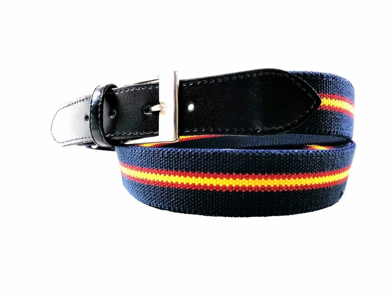 CINTURON DE LONA ELASTICA COMBINADA CON PIEL BANDERA DE ESPAÑA