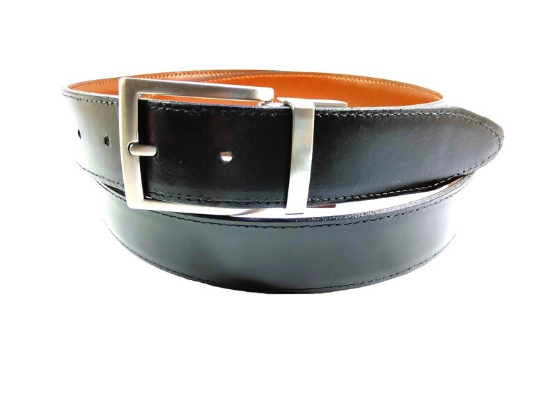 CINTURON DE PIEL HEBILLA REVERSIBLE DE ALTA CALIDAD PUNTA REDONDA