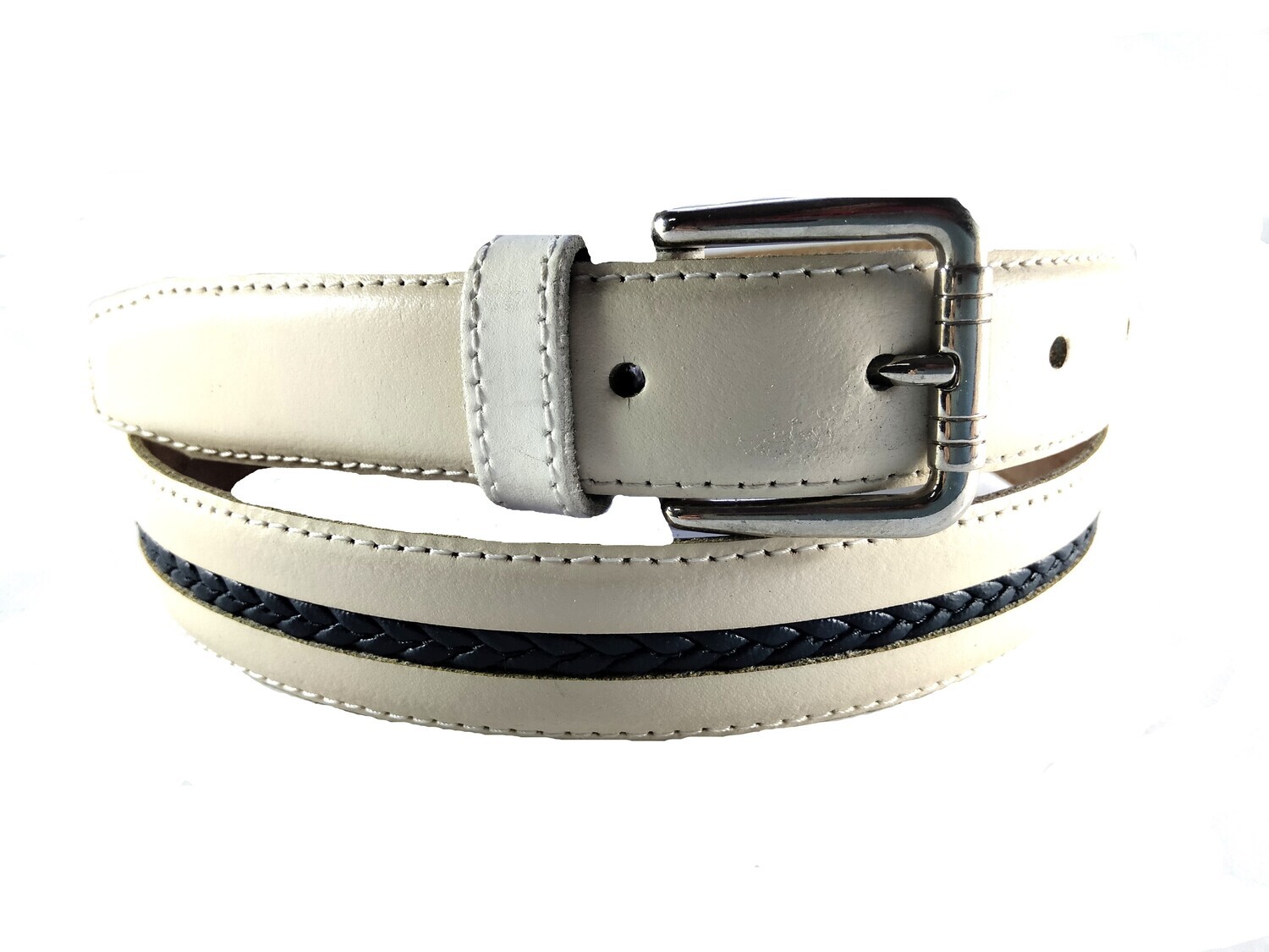CINTURON DE PIEL COMBINADO CON TRENZA 2.5 CENTIMETROS DE ANCHO
