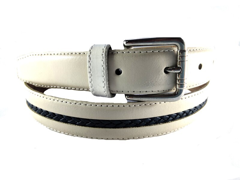 CINTURON DE PIEL COMBINADO CON TRENZA 2.5 CENTIMETROS DE ANCHO