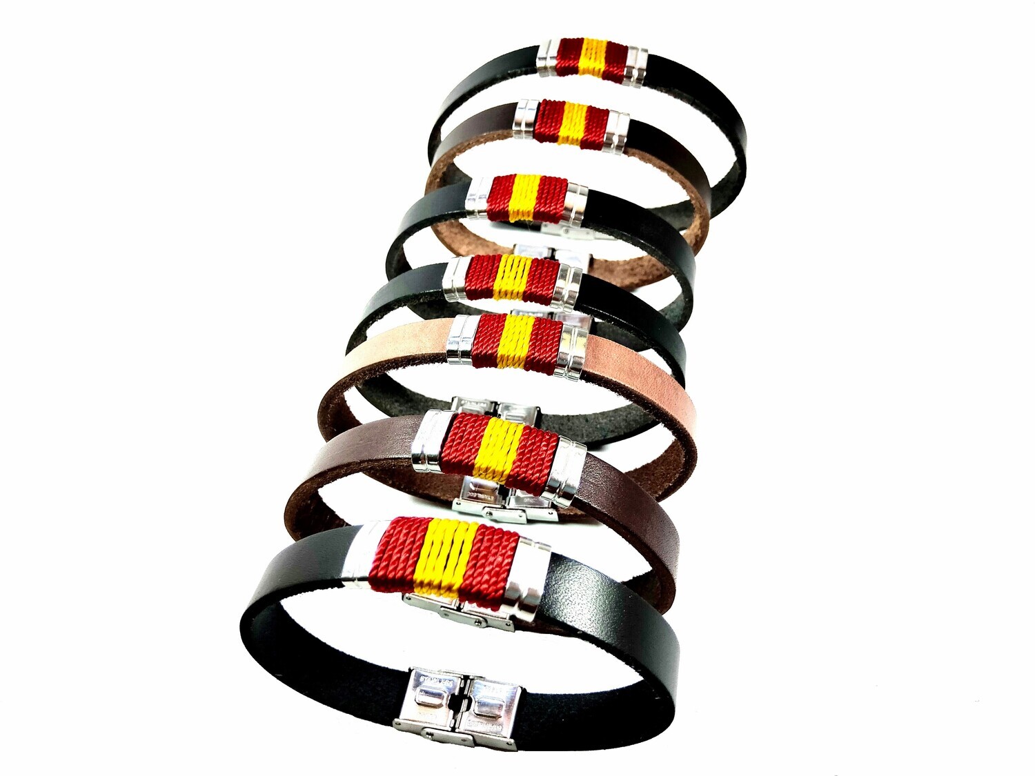 PULSERA DE PIEL VAQUETILLA TRENZADA CON HILO A MANO