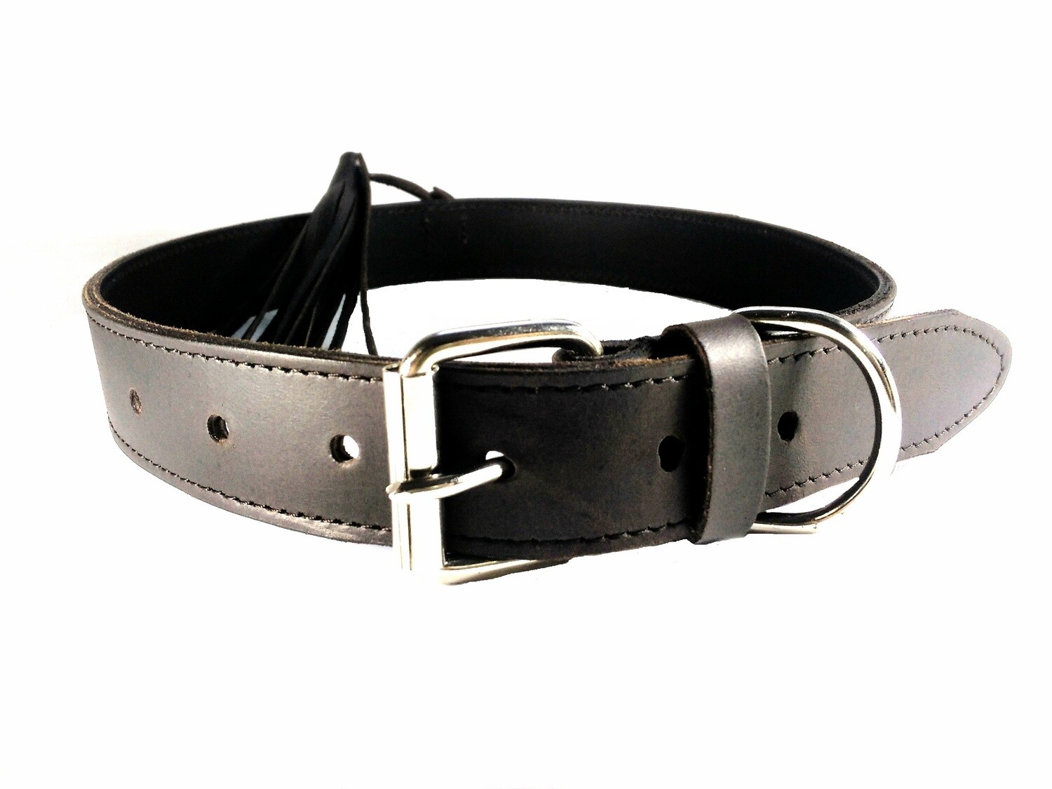 COLLAR DE PERRO DE PIEL VAQUETILLA CON MOTA