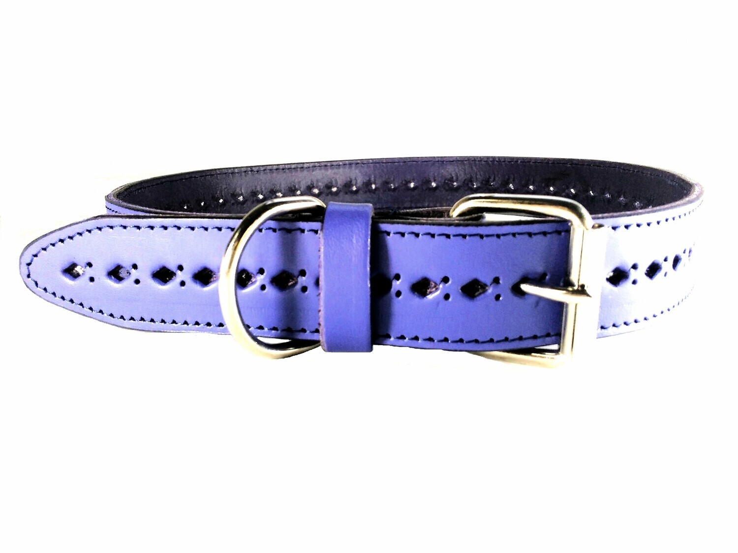 COLLAR DE PERRO DE PIEL VAQUETILLA DIBUJO CALADA ROMBOS