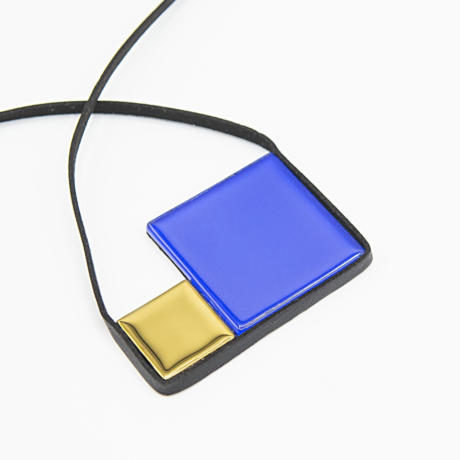 Colar Élan Quadrados Azul &amp; Dourado