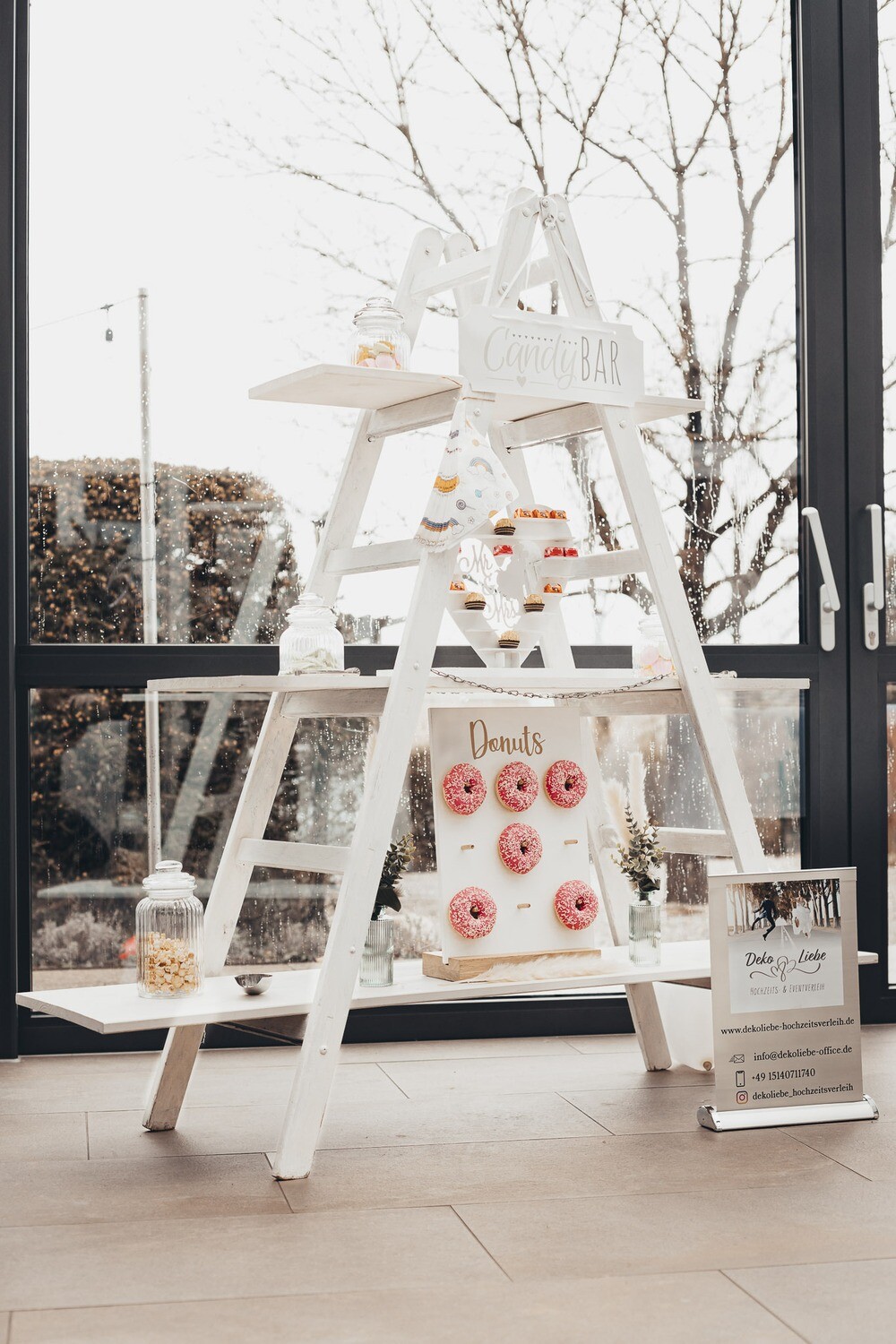 Candybarleiter -Vintage inkl. Gläser; Besteck; Schild