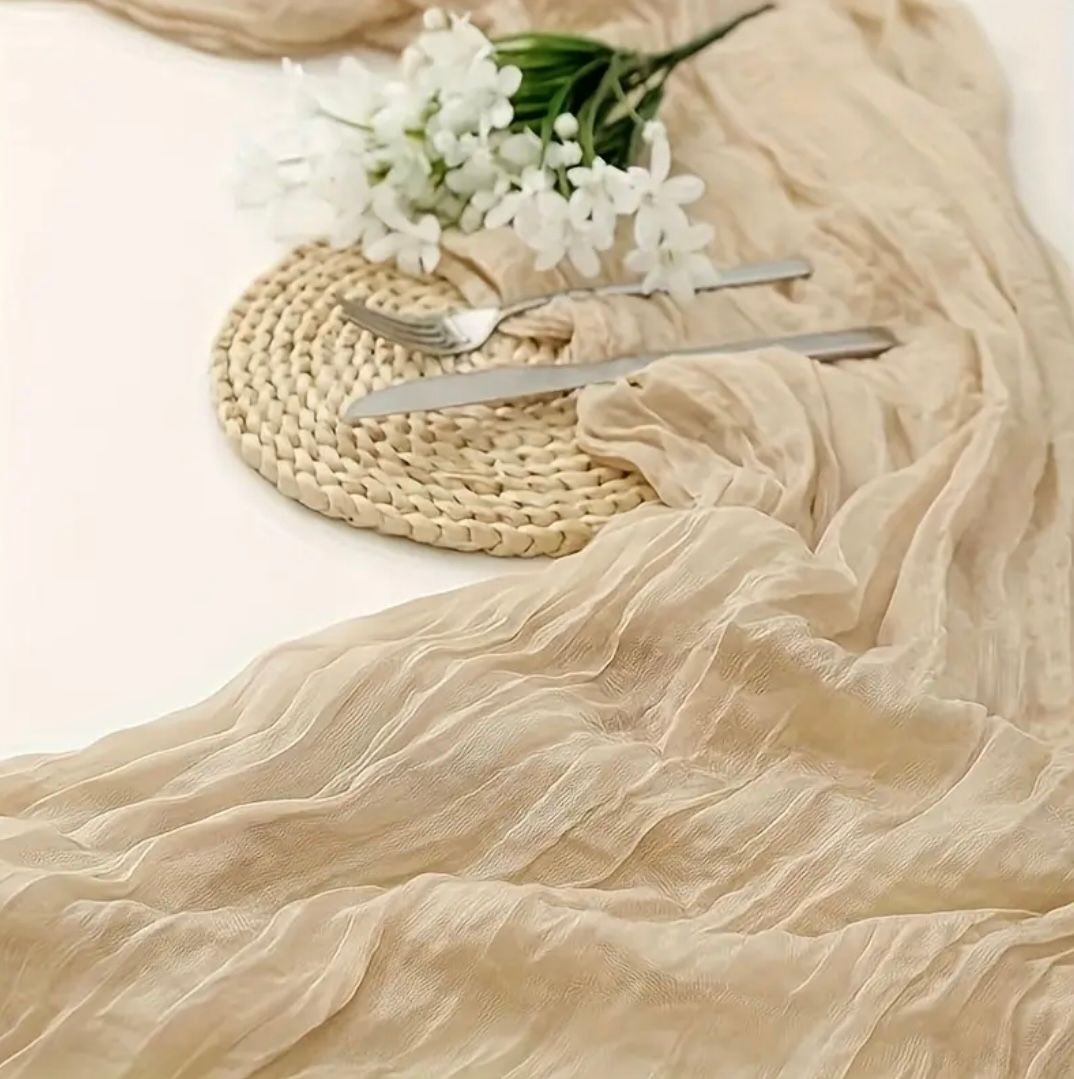 Tischläufer  Plissiert  in  Beige ( Boho -Chic )