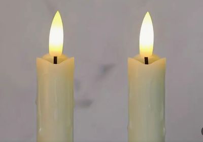 LED Stabkerzen -  3er Set   Elfenbein