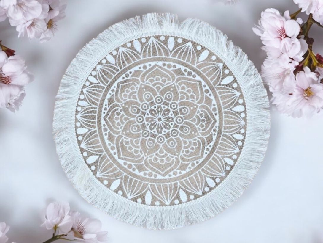 Platzset-BOHO  aus Jute mit Fransen  ø 38 cm