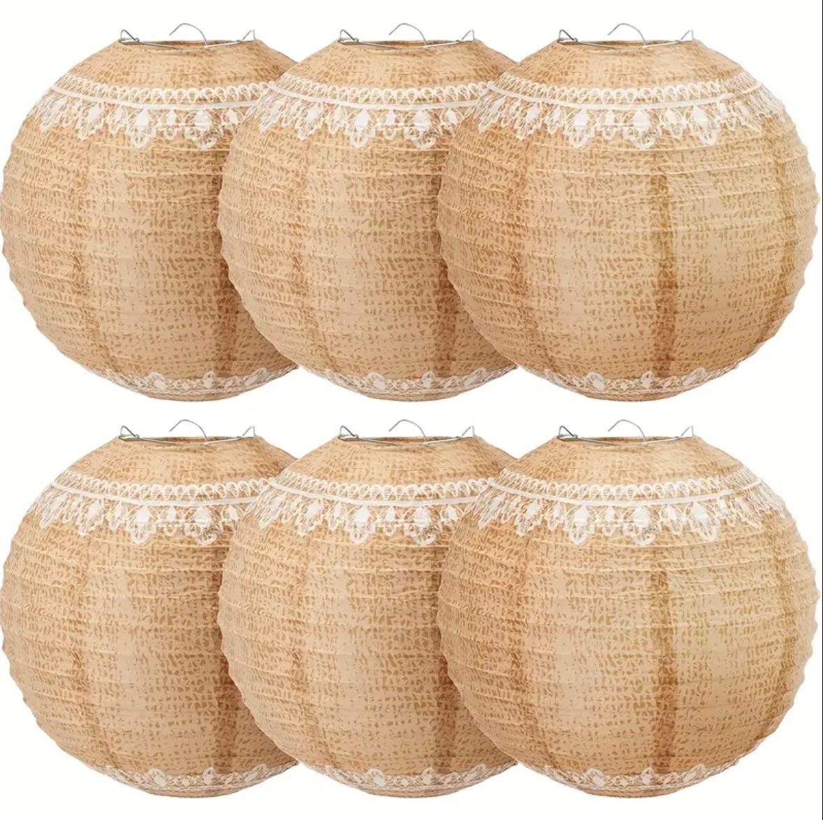 Boho Chic Jute Papierlaternen  Set -6Stück