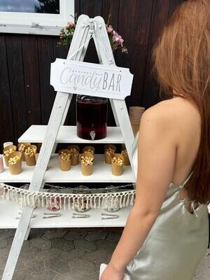 Candybarleiter -Vintage inkl. Gläser; Besteck; Schild