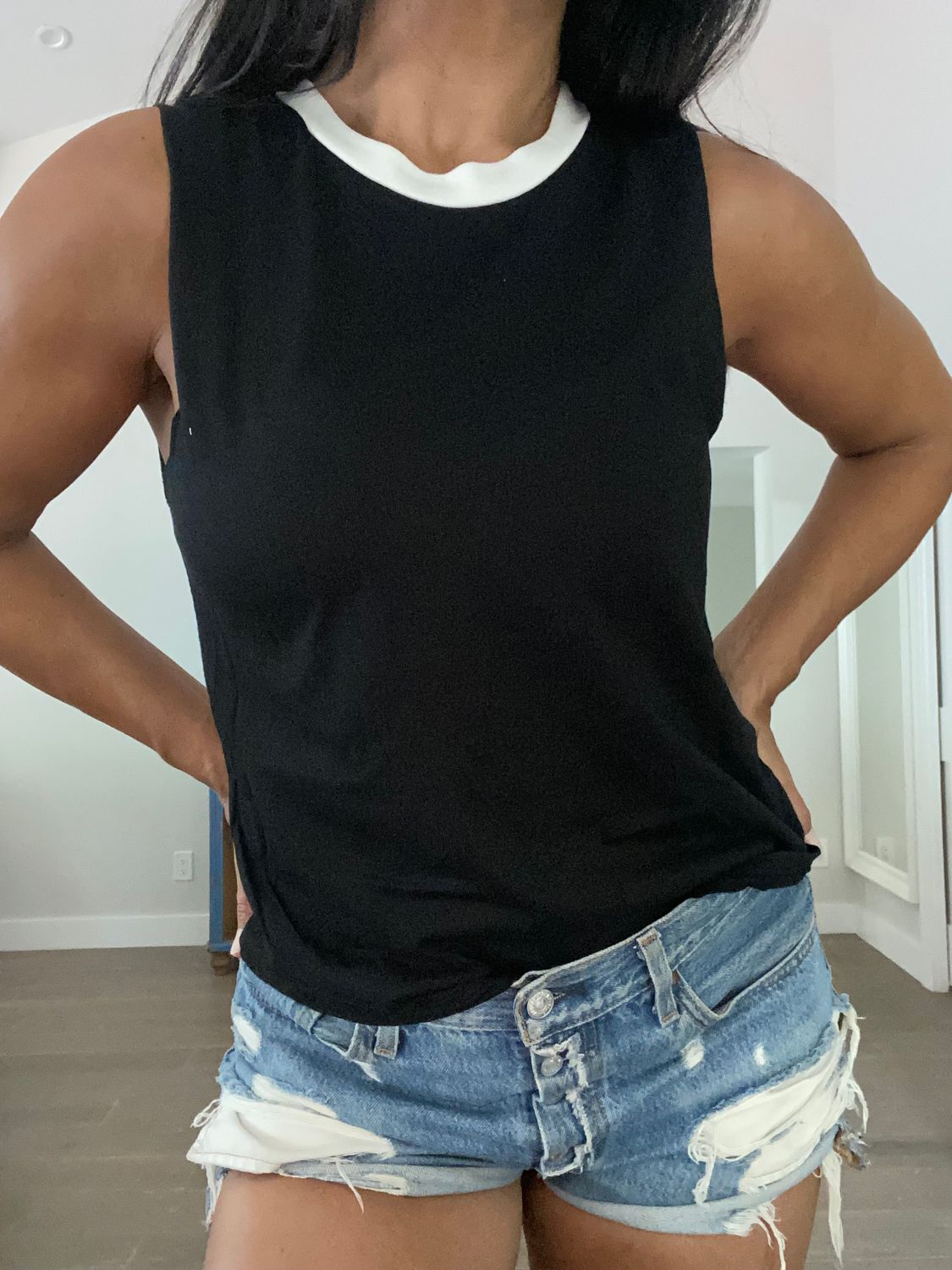 CUSTOM NUMBER on a Ladies High Neck Tank - 5 Color Options