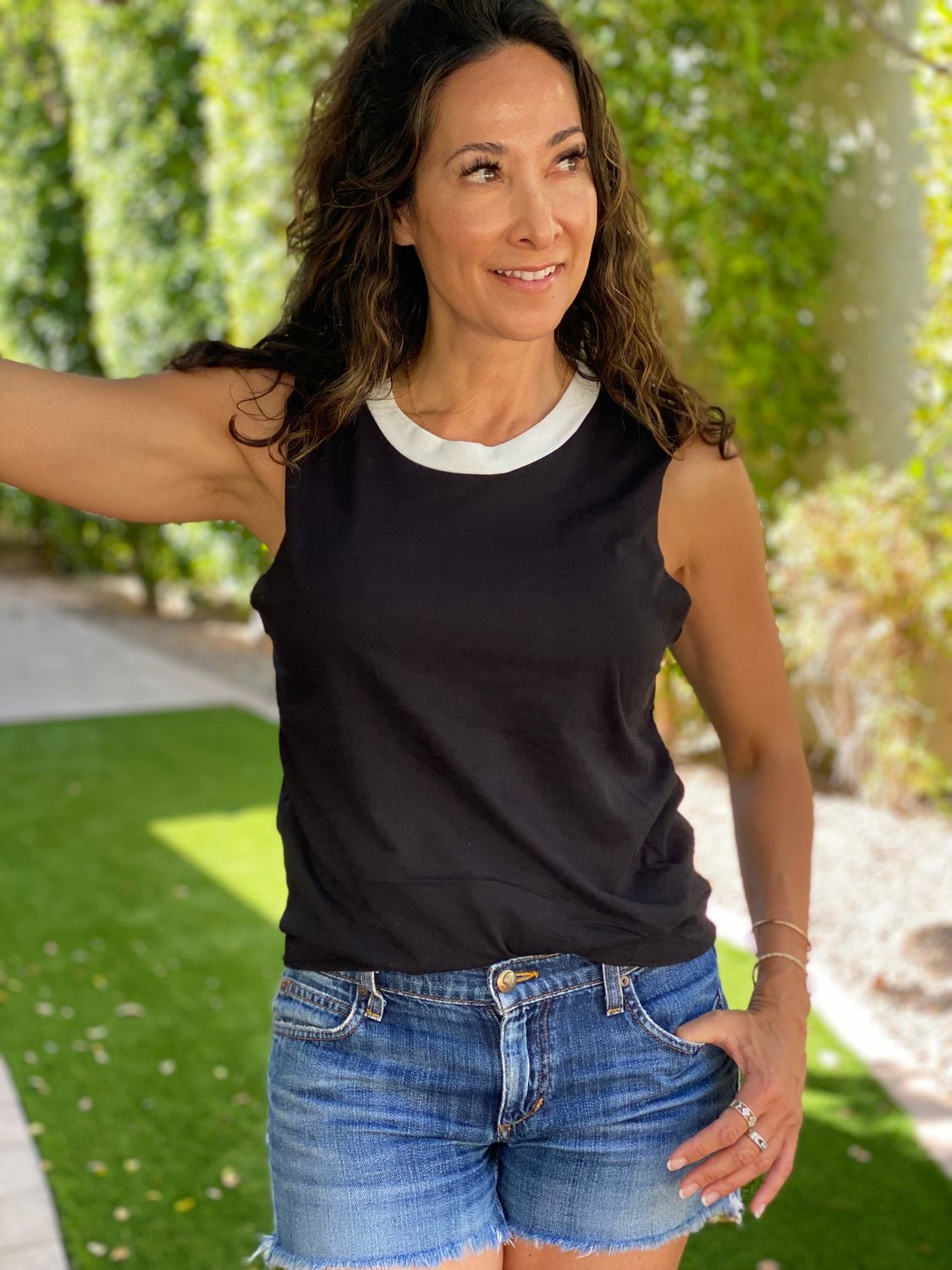 CUSTOM NUMBER on a Ladies High Neck Tank - 5 Color Options