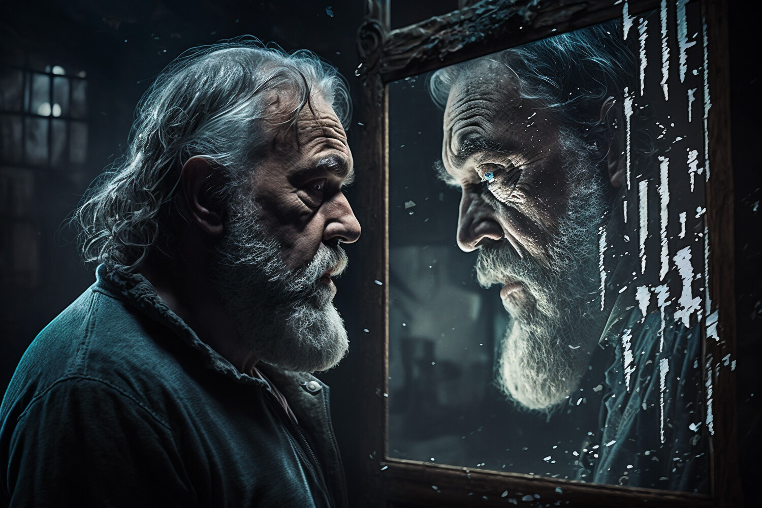 Old Man Self Reflecting
