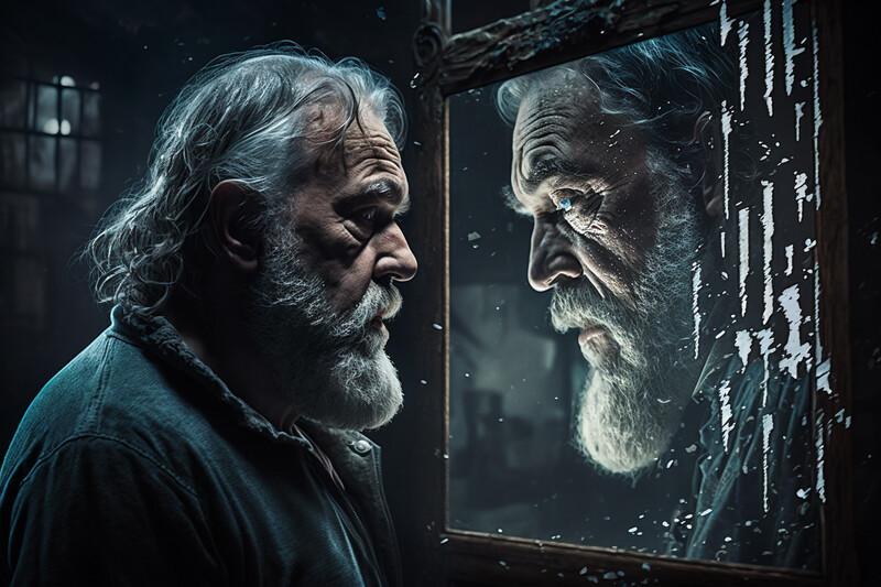Old Man Self Reflecting