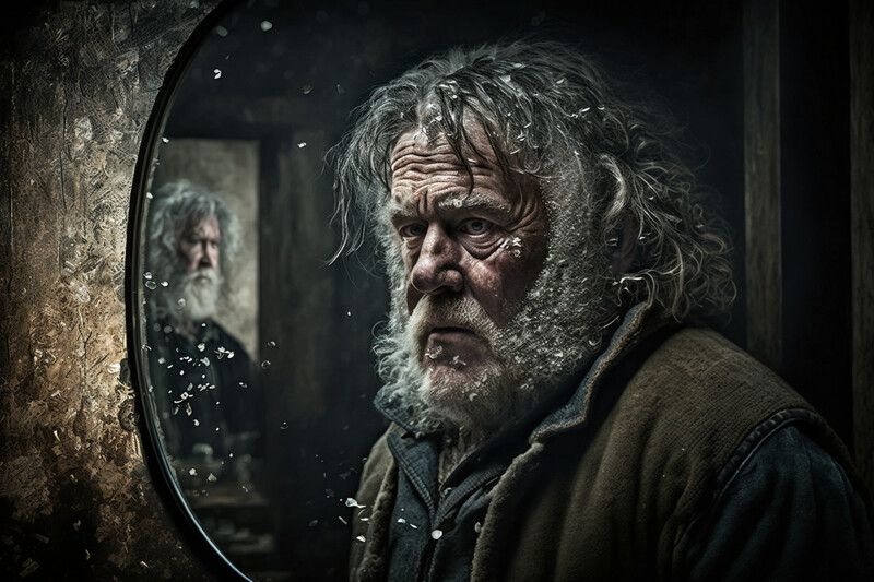 Old Man Self Reflecting