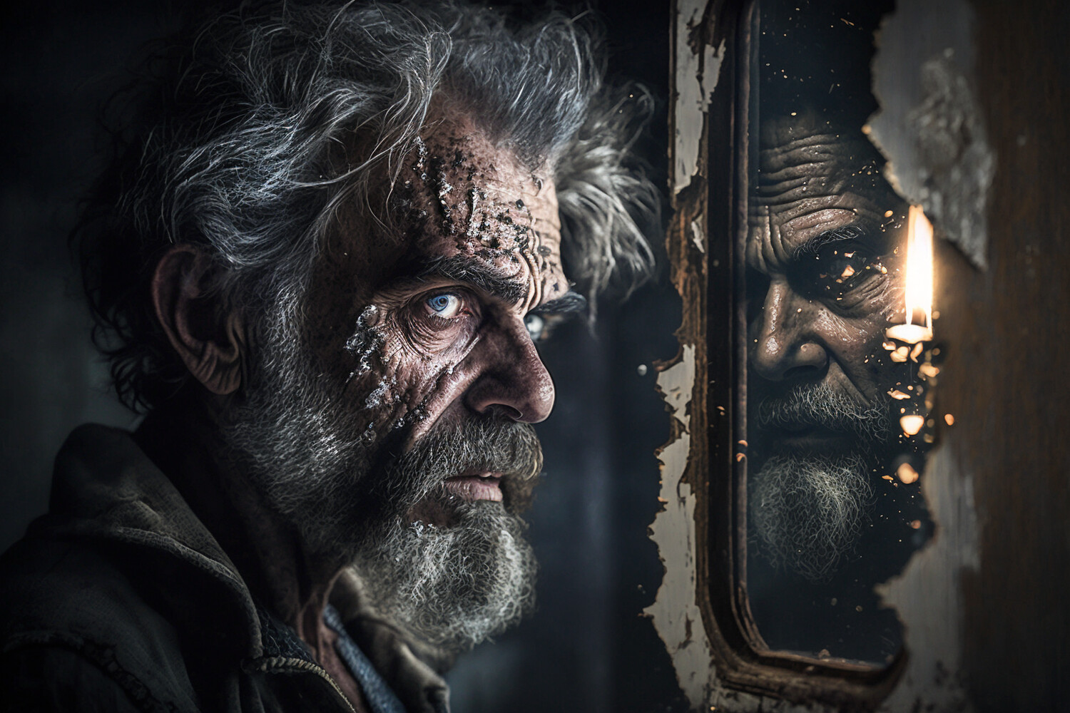 Old Man Self Reflecting